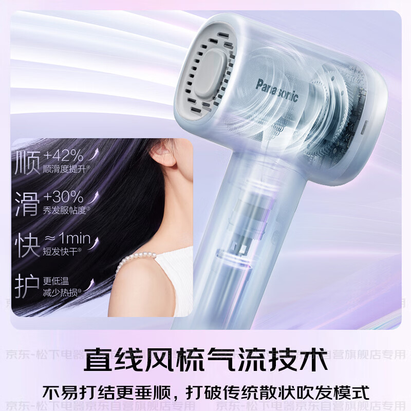Panasonic Air Hair Comb Negative Ion High Speed Hair Care Hair Dryer Home Low Noise Fast Drying Hair Dryer for Girls New Year Gift Yunshuilan EH-WNE6M