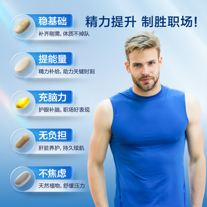 J.ZAO Beijing-Tokyo Made Men’s Nutrition Pack for 30+ Years Old, Complex Vitamin B, Vitamin D, Contains Zinc, Selenium, Magnesium, Fish Oil to Protect Liver
