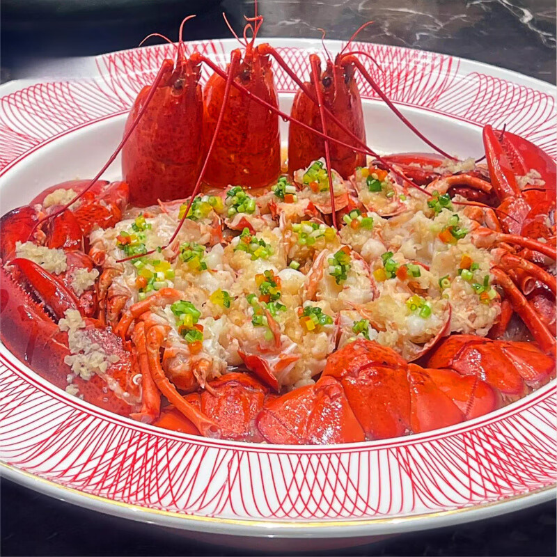 Shi Jin Chopped Pepper Fish Head Special Plate Seafood Dungeness Crab Special Large Lobster Grouper Steamed Fish Head Plate Private Kitchen Plate Plus Rich Netted Plate 18 inches