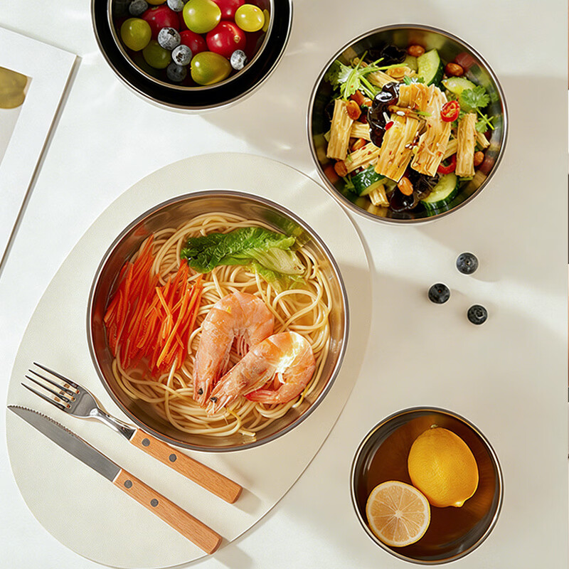 MAXCOOK 304 stainless steel bowl 12CM soup bowl tableware noodle bowl double-layer insulation MCWA-094