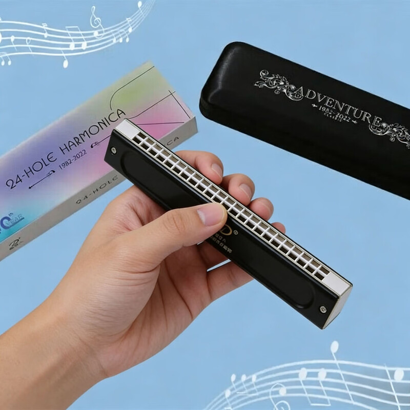 SWAN Swan High-end Dream Chaser 24-hole Polyphonic Harmonica Student Beginner Adult Professional Performance Level Harmonica Instrument 24-hole Polyphonic C Key Magic Night Black + Gift