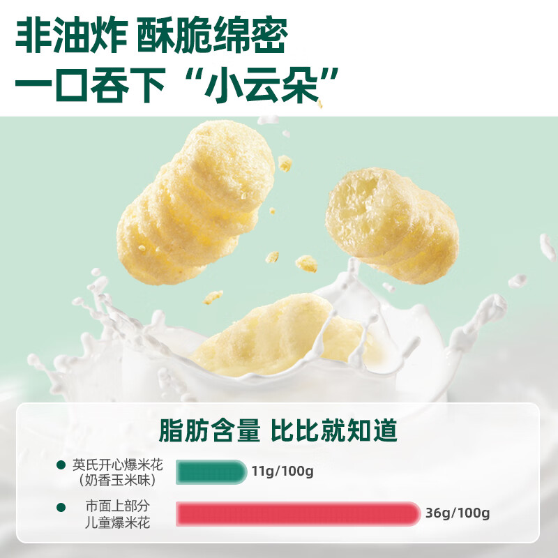 Ying's Happy Popcorn Baby Snacks for Infants and Toddlers Non-fried Healthy Food 35g Popcorn Two Flavors (Apple + Milk Flavor)