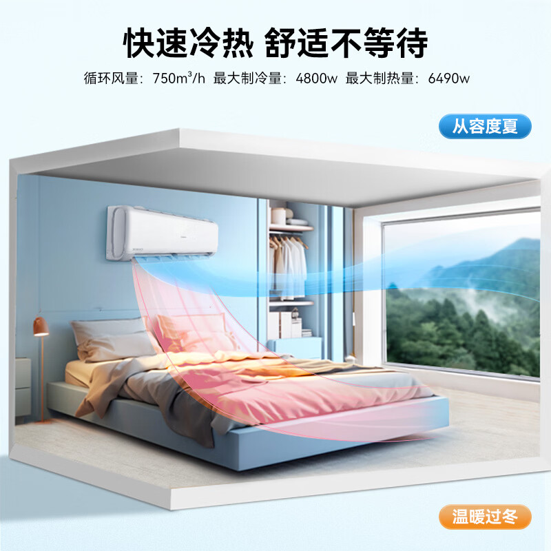 Changhong air conditioner large 1.5 HP new first-class power-saving Panda lazy heating and cooling air conditioner hang-up pure copper tube horizontal trade-in KFR-35GW/ZDCSW1+R1 (SE) ten-year warranty