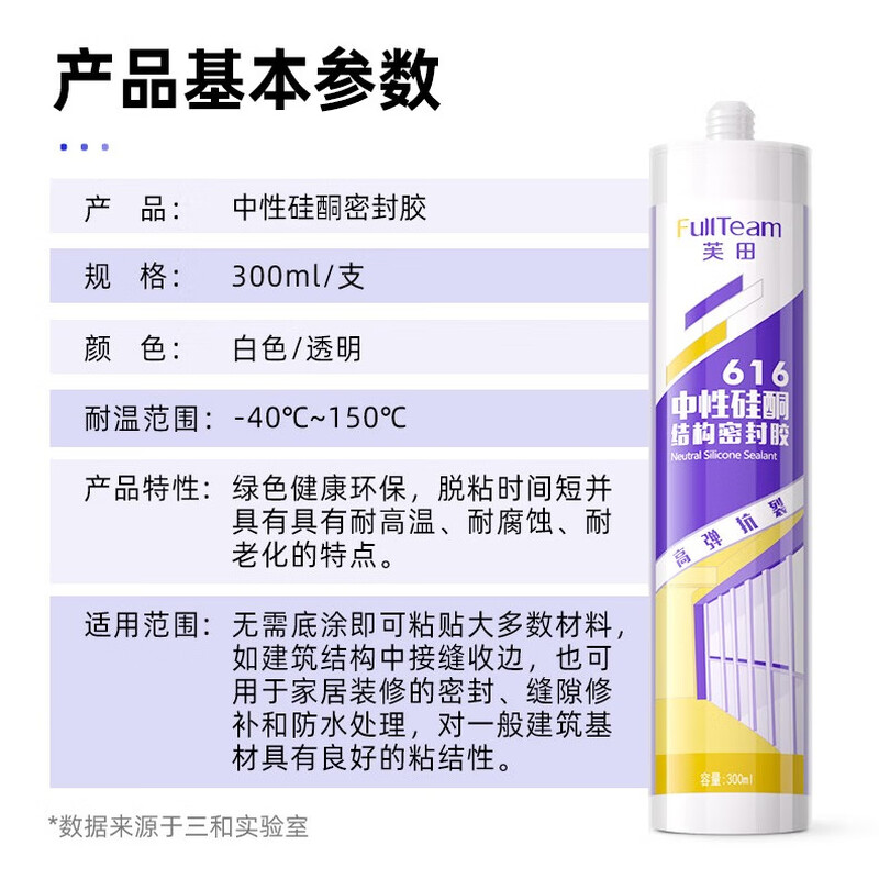 FullTeam glass glue sealant neutral silicone weather-resistant glue door and window waterproof edge sealing glue 300ml FB616 porcelain white