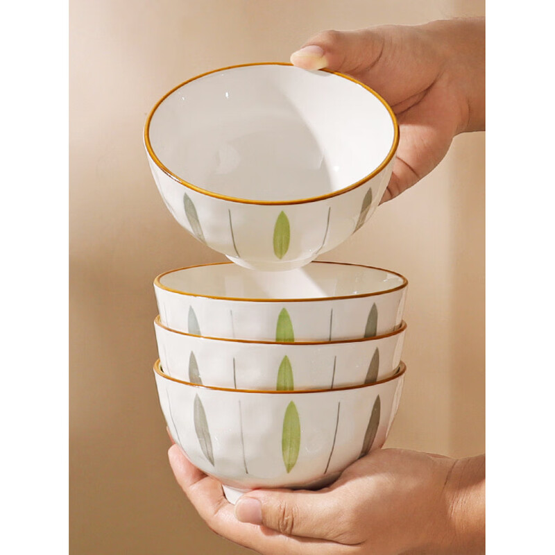 Tuojin underglaze color rice bowl household 2026 new particularly beautiful tableware small bowl ceramic eating bowl noodle bowl soup bowl 5-inch Yongliu bowl 4 pieces