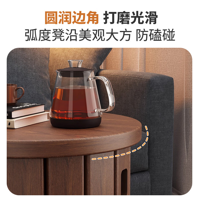 Quanpinwu solid wood stool household stackable round stool stacking stool spare dining table side stool combination stool round four walnut color