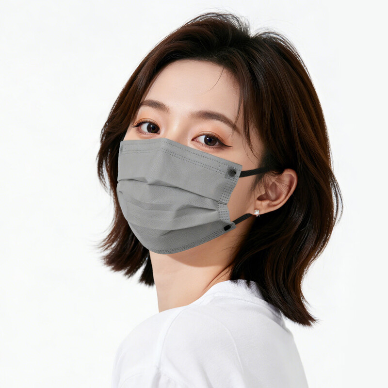 Runmi Bio Gray Medical Surgical Mask Disposable Adult Hypoallergenic Independent Pack Latte Gray 50 pieces/box