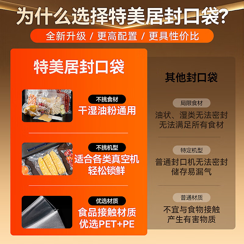 Temeiju vacuum bag thickened mesh vacuum food sealing bag plastic sealing bag food grade puncture-resistant vacuum packaging bag household commercial fresh-keeping bag 100 pieces 17*25cm