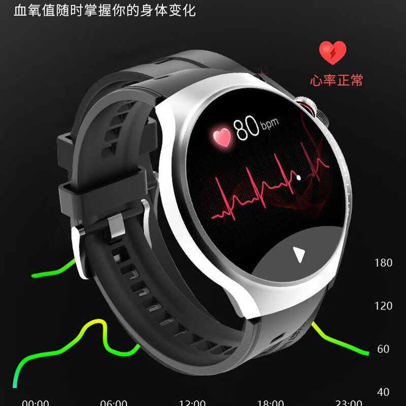 German smart watch Huawei suitable for nfc payment function blood sugar watch measures blood sugar blood pressure uric acid blood oxygen sports all-in-one machine black silver disk unisex jet black accurate uric acid blood sugar blood sugar blood pressure three high test