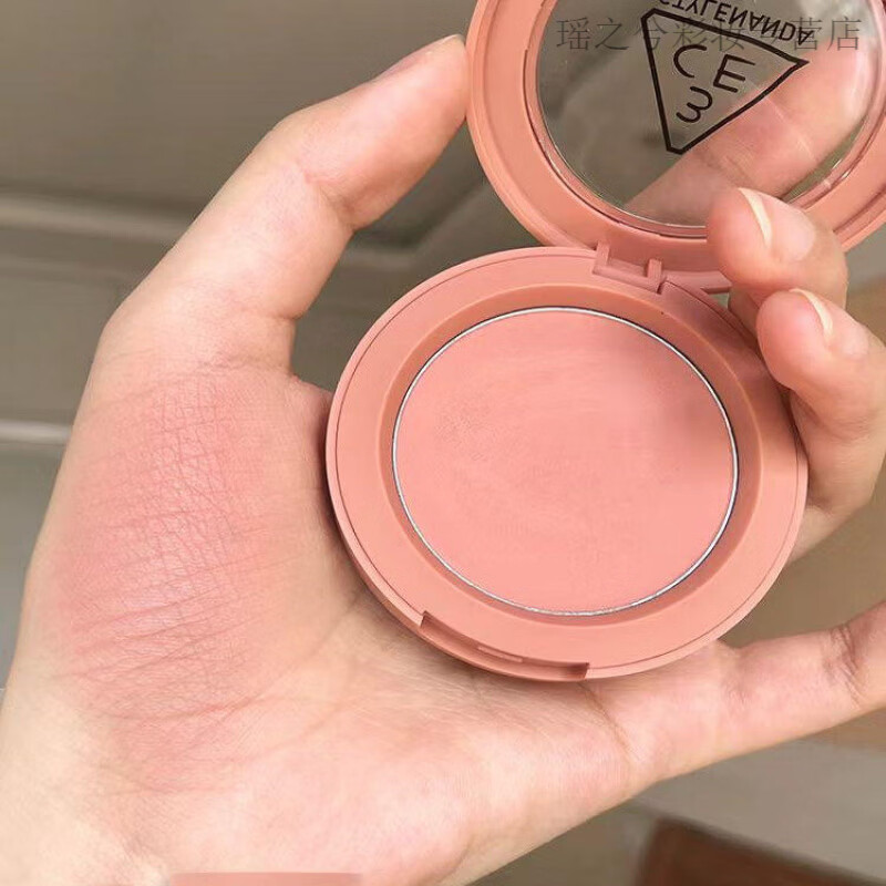 3ce/matte single color blush trial pack mono pink peach orange nude powder natural blush contouring trial pack NUDE PEACH# nude beige 0.6g free brush
