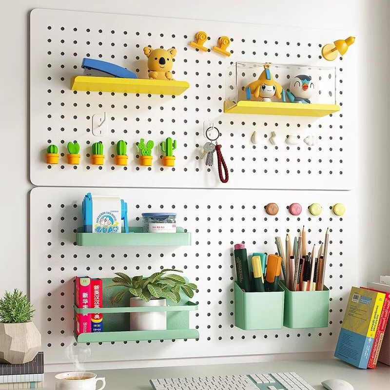 Sanqi Tiger Cave Hole Board special accessories diy hook collection rack punch-free storage box pen holder magnetic desk decoration acrylic cover + white large shelf