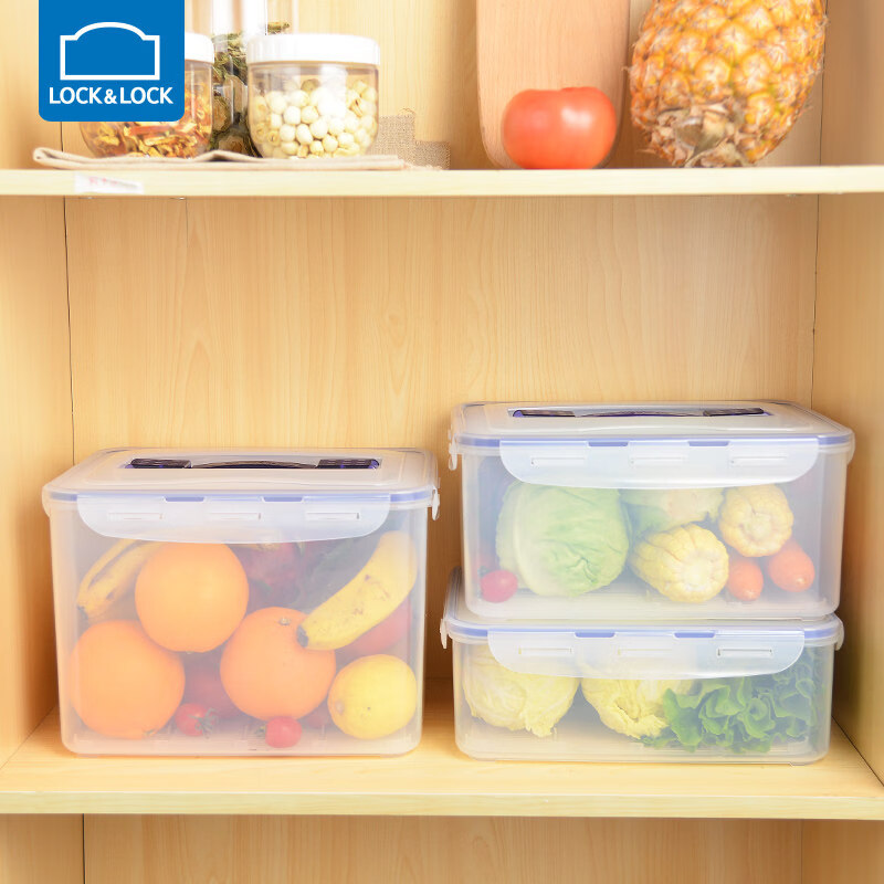Locknlock food-grade large-capacity crisper sealed transparent storage box rectangular 2000ml