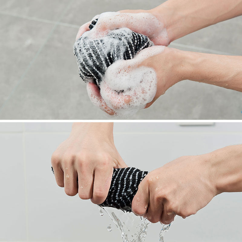 Hanoufei Japan imported men's bath towel, back sponge, long back bath towel, strong rub plaster bath ball bath wipe, blue (men's model, universal type), imported from Japan