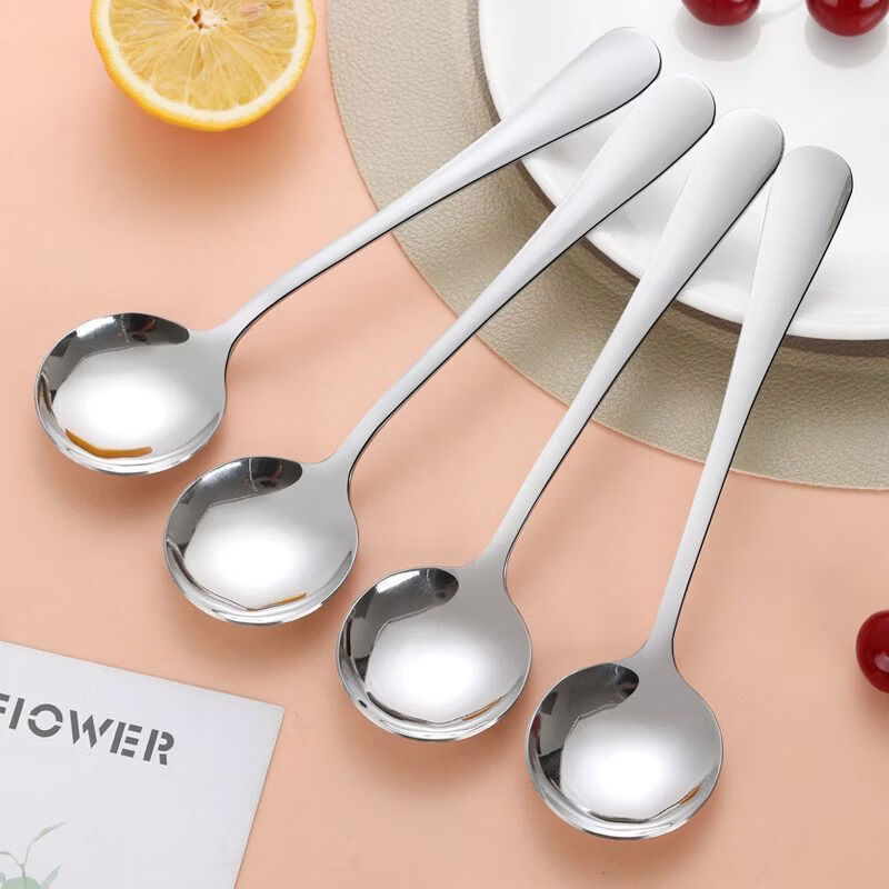 Xingfang 304 stainless steel spoon rice spoon dessert spoon household sauce spoon kitchen oil spoon 2 pack