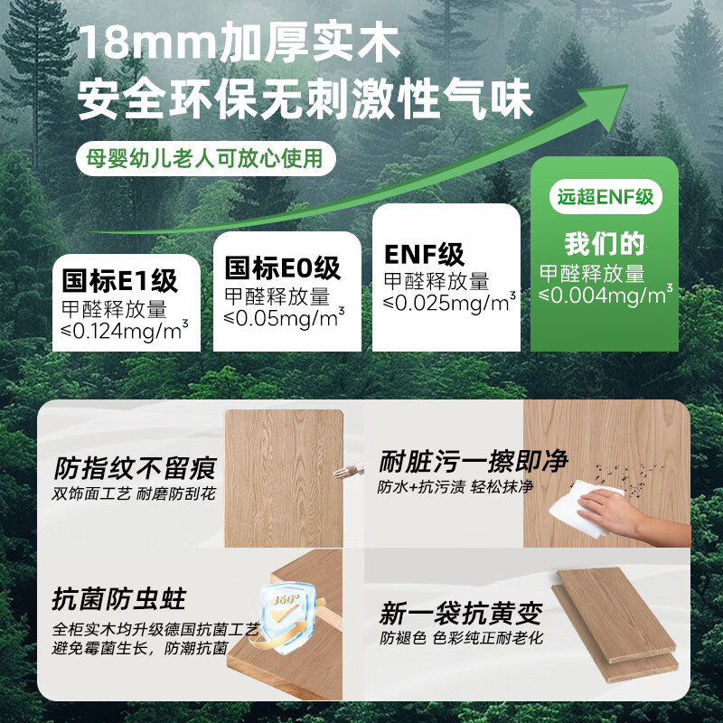 He Jiajiang wardrobe solid wood wardrobe bedroom home storage locker furniture cabinet log style small apartment modern minimalist style 1.4 meters / two doors + two doors with drawers 2.4 meters high / one door to the top Consult customer service / can be customized