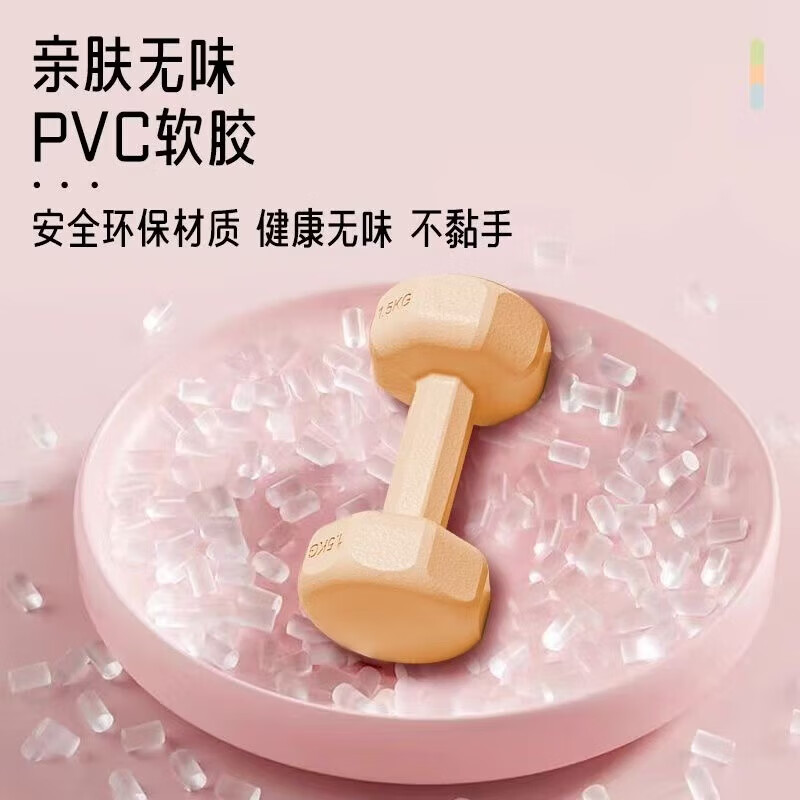 Environmentally friendly hexagonal small dumbbells for women, home fitness, hip training, arm training, home fitness equipment, apple green 2KG *2, total 4kg