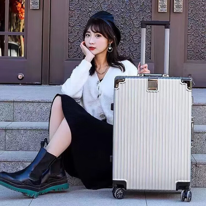 Aluminum frame suitcase password box 20 inches male and female students business trip boarding trolley case Jing Tokyo Hi self-operated black 24 inches