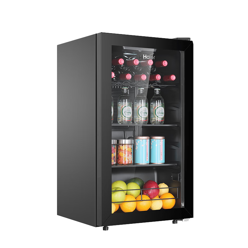 Haier 96L new generation small ice bar household fruit and vegetable refrigerator fresh cabinet office living room mini refrigerator upright small freezer first-class energy efficiency LC-96LHED1