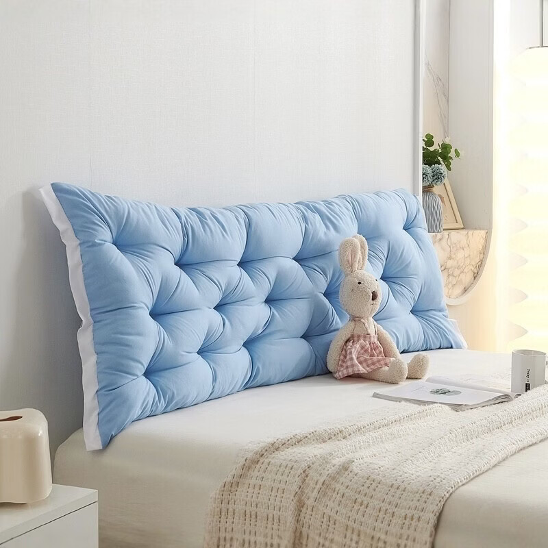 Korean pastoral style bedside cushion ins large back sofa waist protector dormitory bedroom tatami long cushion simple - beige (upgraded straight edge style) length 200*height 50*thickness 8cm bed width 2m for bed