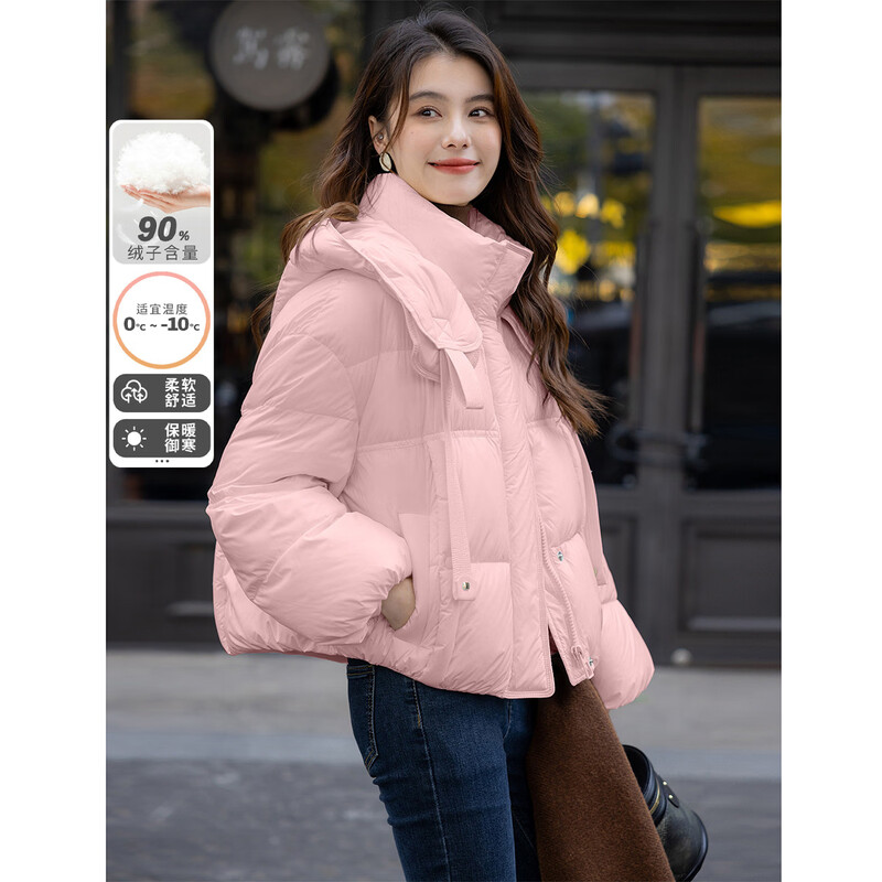 Ives (ITISF4) Anchor Red Down Jacket Winter Korean Version Thick Warmth High-Level Loose 90 White Duck Down Pink S