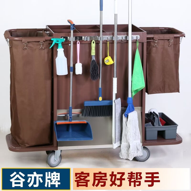 Hotel room multifunctional hand push linen cart cleaning work cart cleaning cart guest room entrance service cart special price single side (4-inch ordinary wheel)