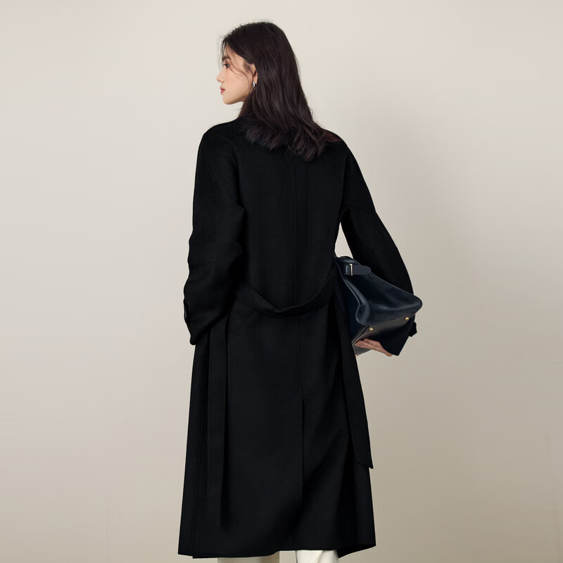 Eveli (eifini) Jiang Xin endorses wool cashmere high count micro-wide mid-length woolen coat coat 2025 winter black 10.1 cashmere long M 100-110 pounds