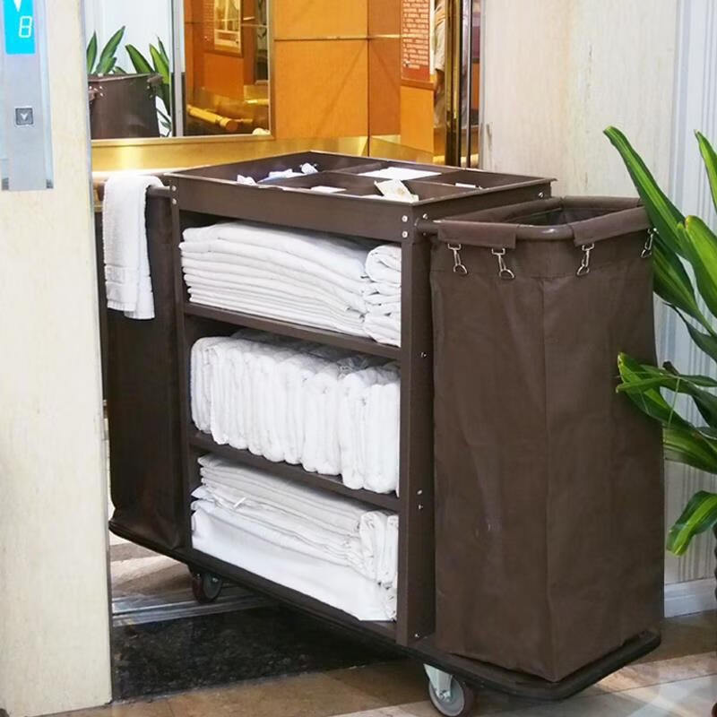 Hotel room multifunctional hand push linen cart cleaning work cart cleaning cart guest room entrance service cart special price single side (4-inch ordinary wheel)