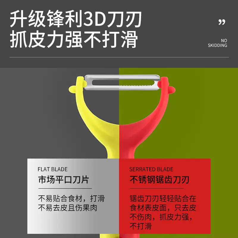 Yusen Yi Plane Fruit Peeler Household Peeling Knife for Peeling Flat Apples Peeling Potatoes and Melon Saws Sharp Tooth Knife Single Green Flat Mouth Planer