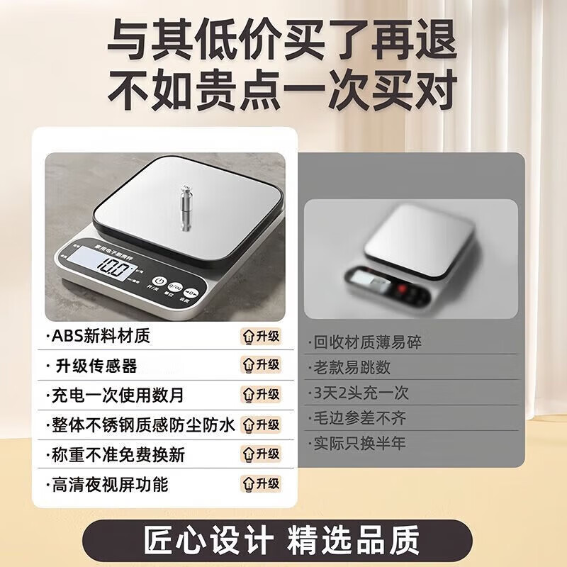 Meishute German stainless steel kitchen scale household food scale small and accurate tea grams jewelry scale stainless steel upgraded model - stainless steel rechargeable model accurate measurement 0.1g accuracy