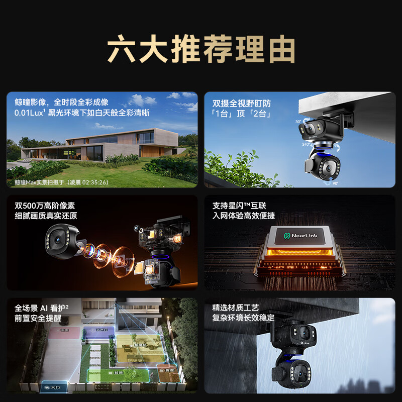 Huawei Smart Selection Hongmeng Smart Selection Little Dolphin Outdoor Camera Whale Eye Max 3K Dual Camera Dual 5MP Ultra-clear Black Light Full Color Indoor and Outdoor Monitor No Dead Angle Camera