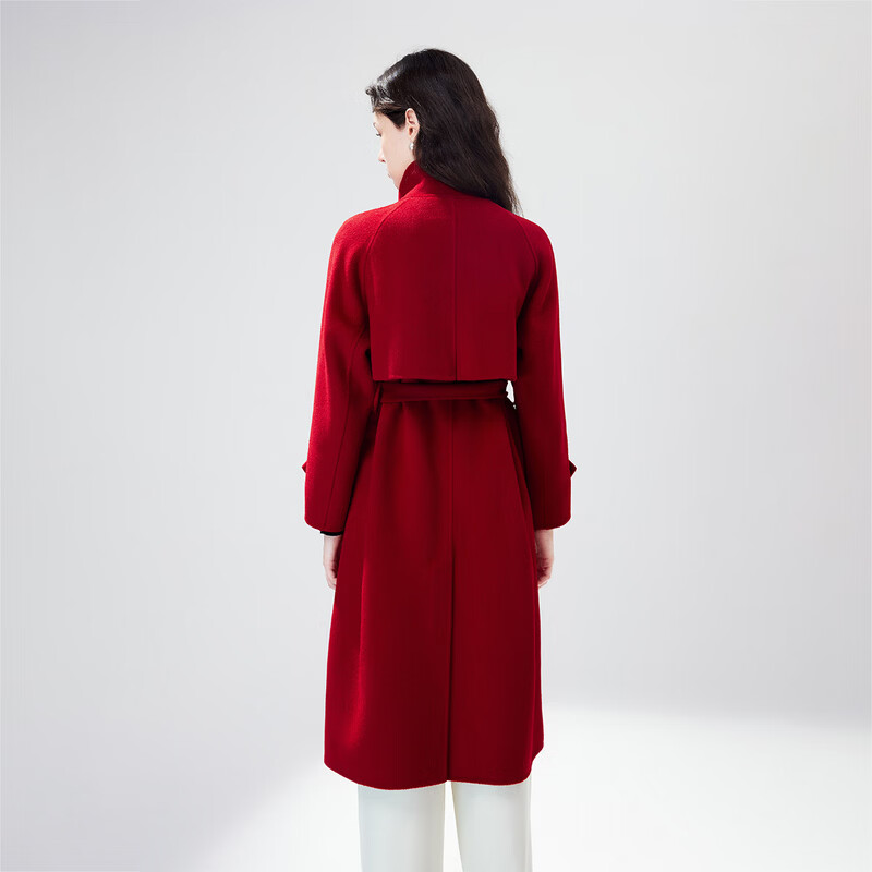 Qiushui Yiren Light Work Style Stand Collar Single Breasted Coat 2025 Winter New Women's New Year's Jersey Sheep Wool Mid-Length Coat