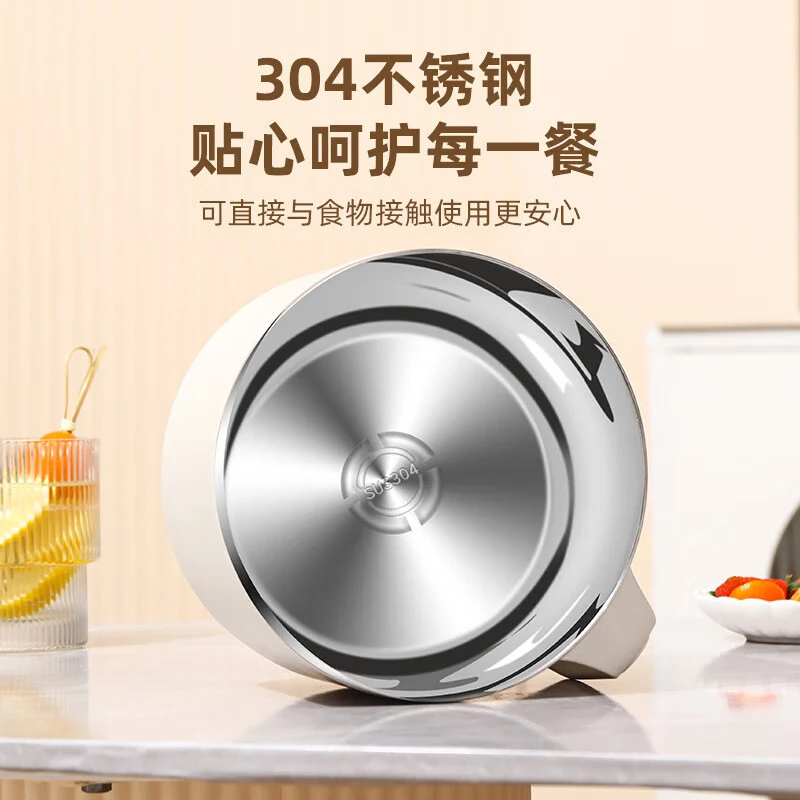 Nikki Bear instant noodle bowl, large student dormitory with lid, large capacity 304 stainless steel fast food cup for one person, canteen meal, thickened off-white, 304 liner, 1700ML