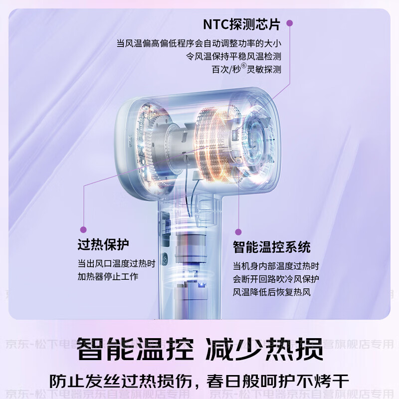 Panasonic Air Hair Comb Negative Ion High Speed Hair Care Hair Dryer Home Low Noise Fast Drying Hair Dryer for Girls New Year Gift Yunshuilan EH-WNE6M