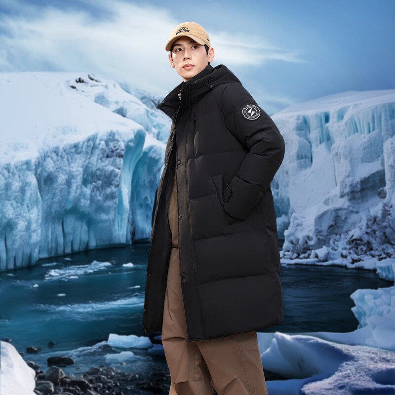 Flying in the Snow Autumn and Winter Oriental Simple Luxury Style Fashionable Casual Comfortable Silhouette Men's H-Type Printed Stand Collar Hooded Down