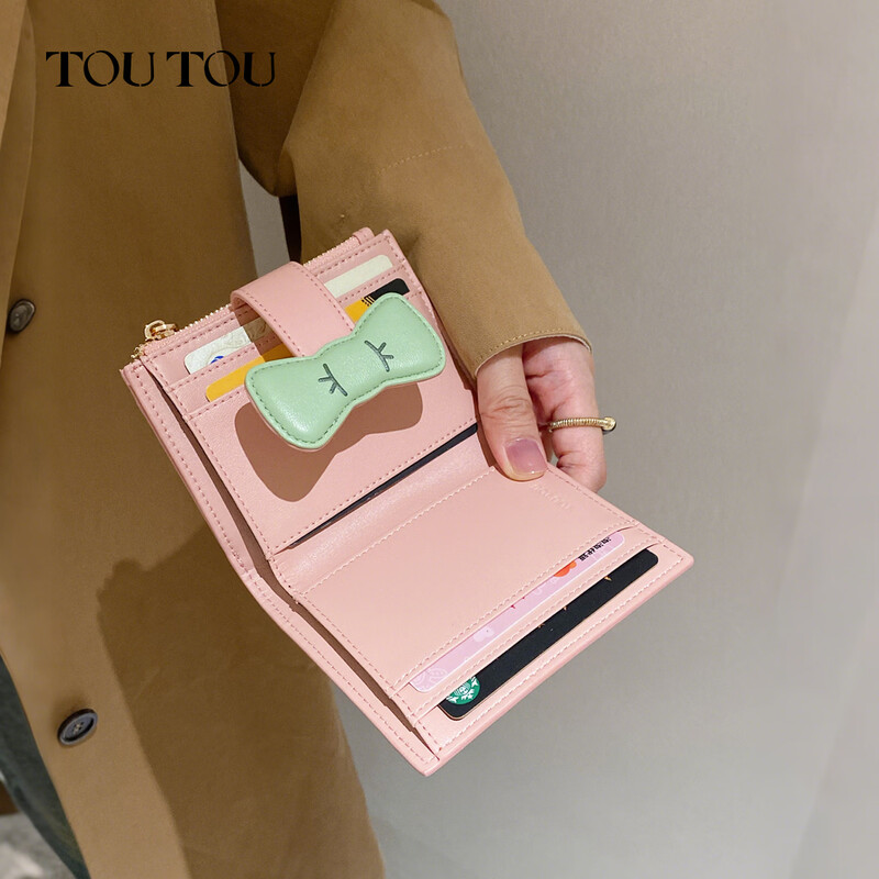 Toutou2025 women's thin banknote holder ID storage card bag coin purse women's bow clutch bag New Year's Horse Year gift