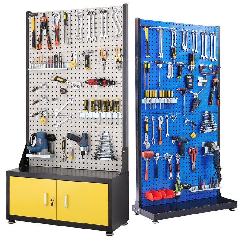 Chitu New Tool Rack Organizer Material Rack Factory Workshop Metal Perforated Board with Base Cabinet Shelf Hanging Plate Hardware Display Rack Base Cabinet Tool Rack + Box Head - Blue