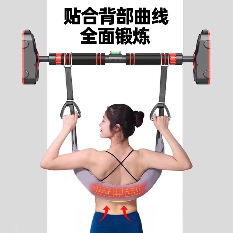 Lumbar traction belt, horizontal bar, lumbar traction stretcher, household strong waist sling to assist lumbar disc herniation artifact, black | with hanging ring | load bearing 400 catties / without horizontal bar