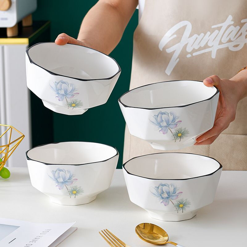 Qinkai Guoxianghua bowl and dish set for home use, light luxury and high appearance, new style ceramic tableware set for housewarming, 40 pieces, 10 bowls, 10 plates, 10 spoons, 10 chopsticks