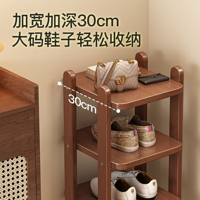 Fantasy solid wood shoe rack multi-layer home entrance dormitory storage rack small simple storage shelf space shoe cabinet pure white five-layer and six-layer shoe rack