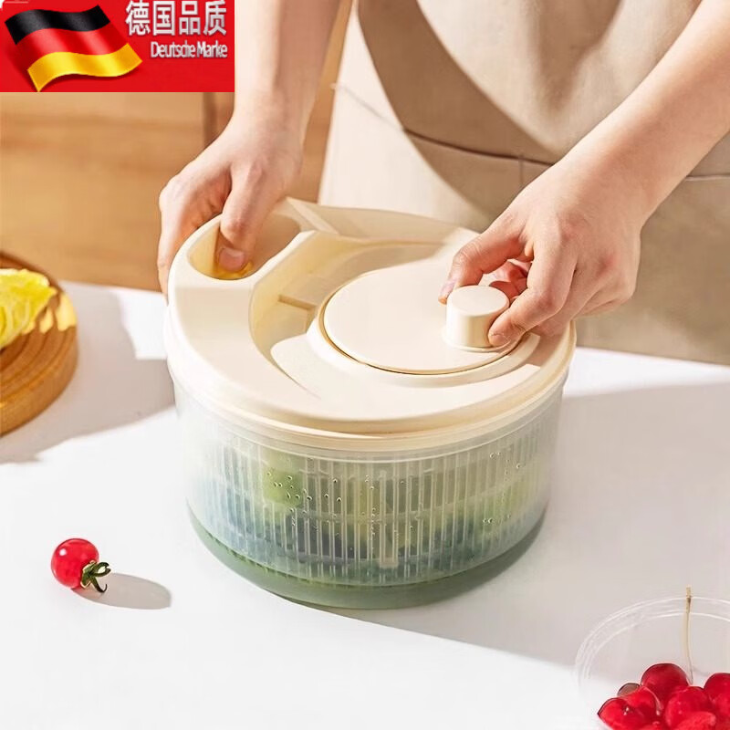 Tuojin vegetable dehydrator 2025 new hand-pressed drain basket vegetable washing artifact quick drying cream white