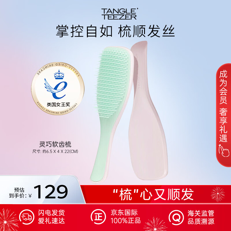 Tangle Teezer smart princess comb mint powder TT comb smooth hair fluffy massage gift to girlfriend and wife Christmas birthday gift