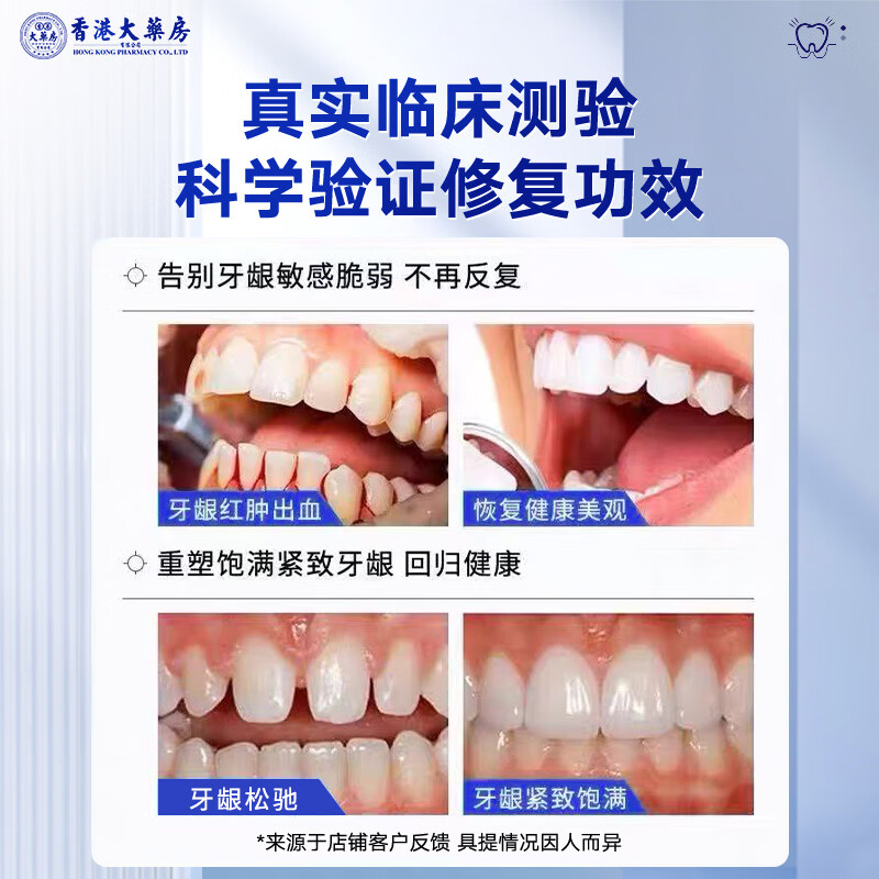 Hong Kong Pharmacy Co., Ltd. Specially repairs teeth for receding gums, solidifies teeth, protects loose gums, and can be repaired with toothpaste