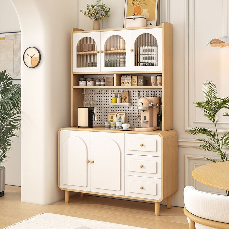 Haishi Shengbao log cream style sideboard wall-mounted integrated storage cabinet kitchen guest dining room multi-functional storage storage cabinet wine cabinet 60*40*81 milk white/embossed door delivered to the home
