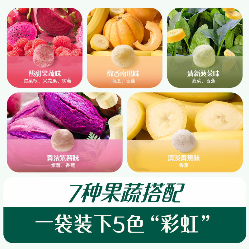 Engnice Infant Finger Puffs Baby Snacks Colorful Puff Strips Colorful Fruit and Vegetable Flavor Canned 38g