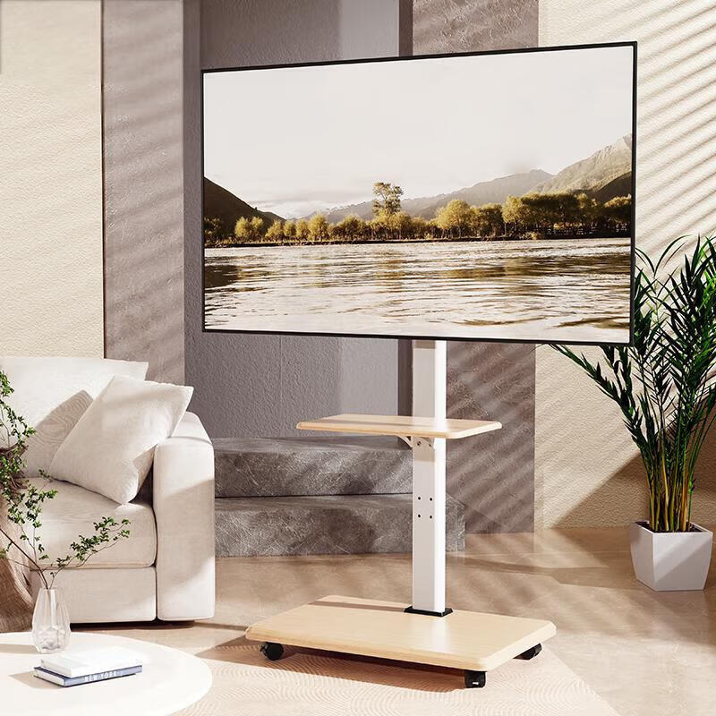 TV Mount Monitor Bracket Floor Standing 32/43/55/65/75 Inch TV Mount TV Mobile Cart Universal TV Cart 32-75 Inches Simple Black/Including Lower Tray