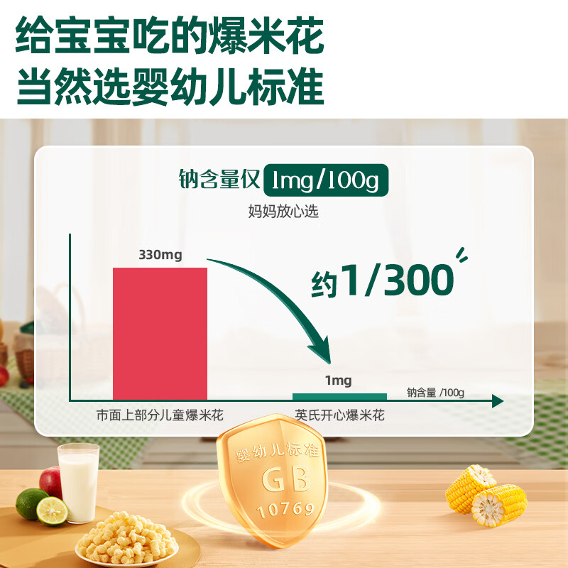 Ying's Happy Popcorn Baby Snacks for Infants and Toddlers Non-fried Healthy Food 35g Popcorn Two Flavors (Apple + Milk Flavor)