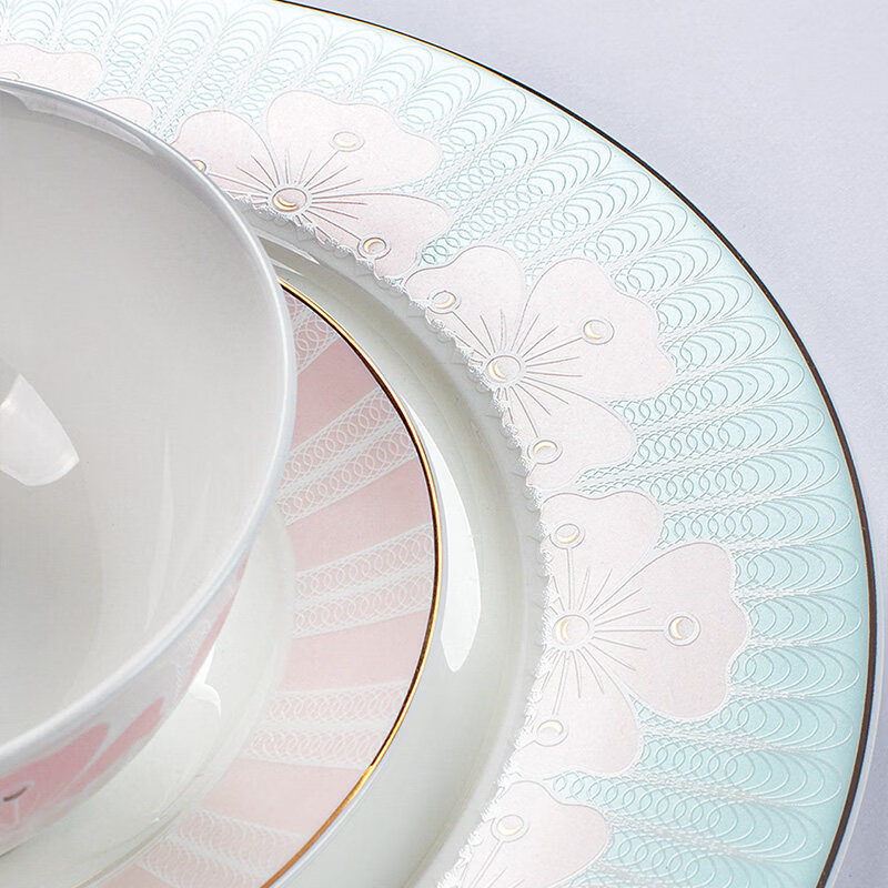 XIANGYUANMEI Bone China Plate Creative Dish Plate Home Dining Plate European Plate Square Plate Deep Plate Fish Plate Steak Plate Breakfast Plate Tableware 10-inch Flat Plate Large Dish Plate Seafood Plate Fruit Plate No Soup Dish Plate 6