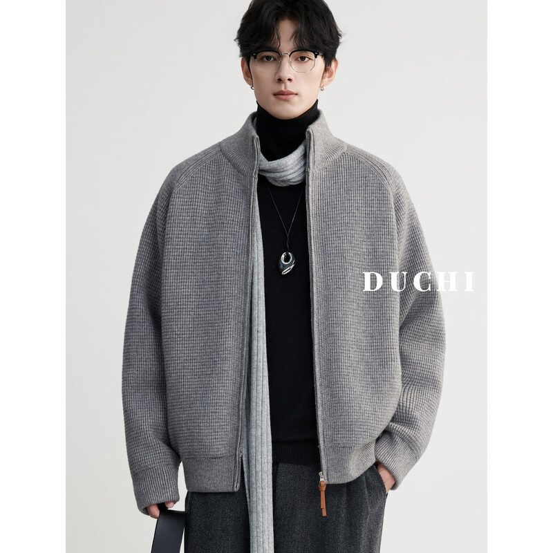 Duchi Knitted Sweater Cardigan Down Jacket Men's Lightweight Short Loose 2025 Winter New Raglan Warm Jacket Black M Weight Recommended 100-120 Jin