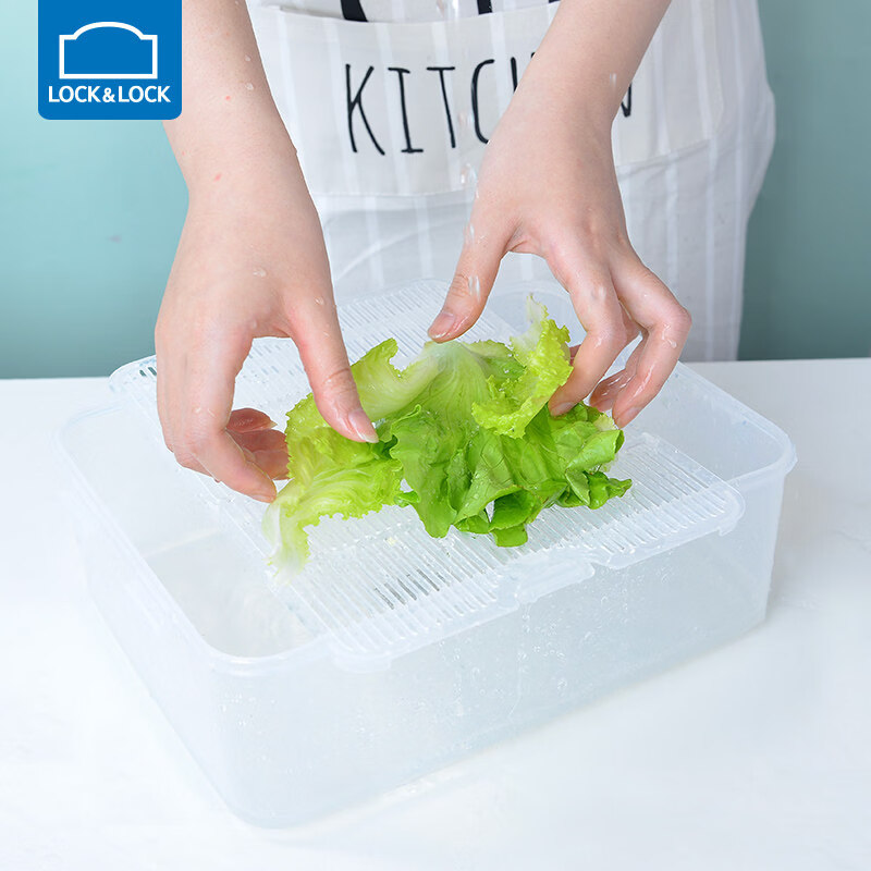 Locknlock food-grade large-capacity crisper sealed transparent storage box rectangular 2000ml