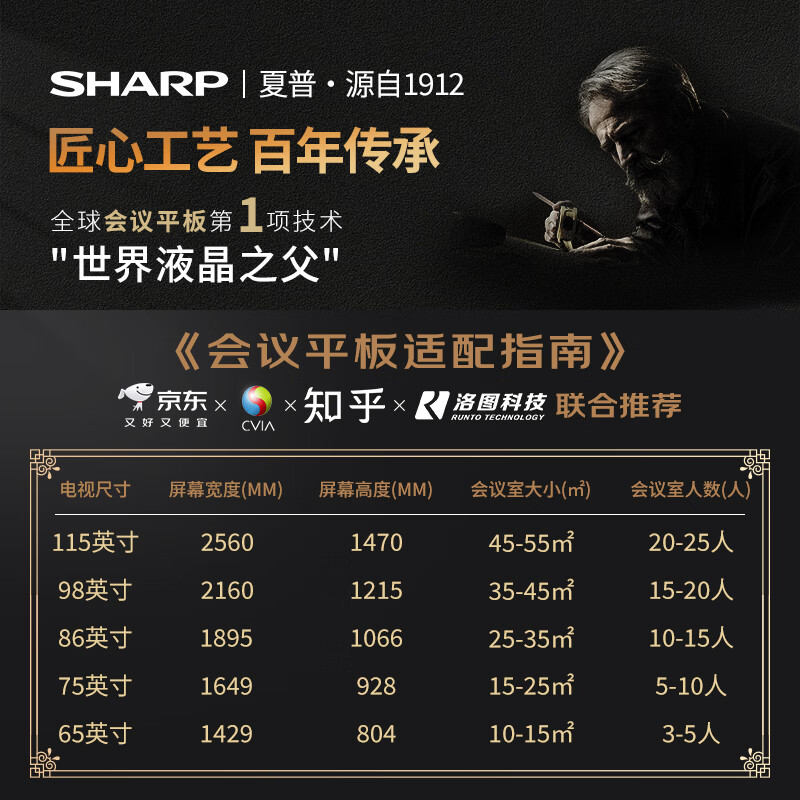 SHARP Sharp 75-inch AI conference tablet all-in-one touch screen 50-point touch teaching electronic whiteboard video conferencing TV office projection screen PN-CG751AB03